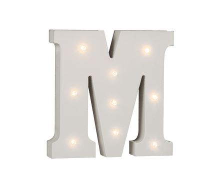 Illuminated wooden letter M, with 9 LED,