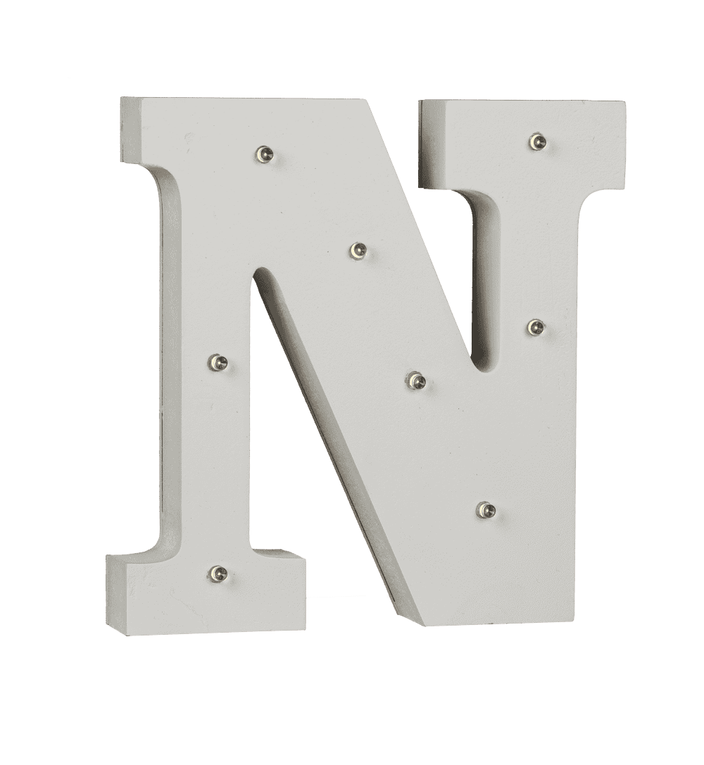 Illuminated wooden letter N, with 8 LED,