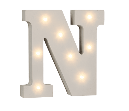 Illuminated wooden letter N, with 8 LED,
