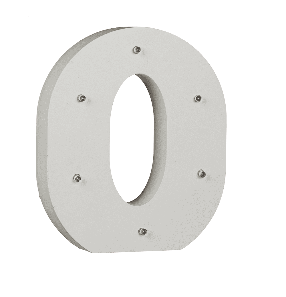 Illuminated wooden letter O, with 6 LED,