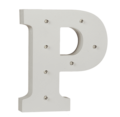 Illuminated wooden letter P, with 7 LED,
