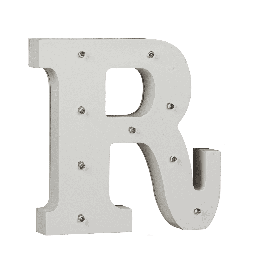 Illuminated wooden letter R, with 9 LED,