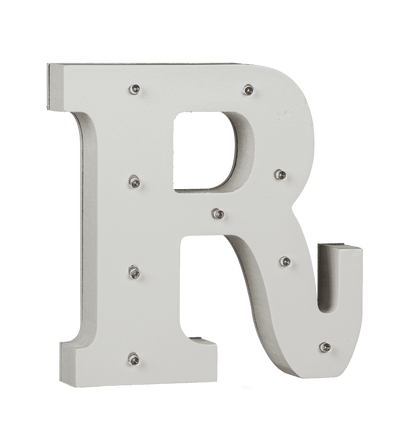 Illuminated wooden letter R, with 9 LED,
