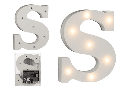 Illuminated wooden letter S, with 7 LED,