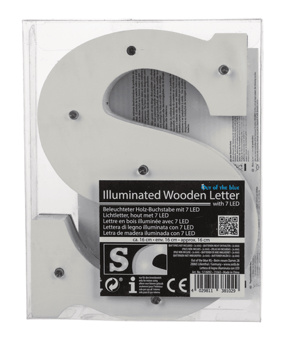Illuminated wooden letter S, with 7 LED,