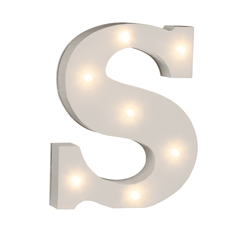 Illuminated wooden letter S, with 7 LED,