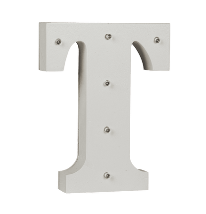 Illuminated wooden letter T, with 6 LED,