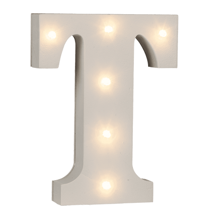 Illuminated wooden letter T, with 6 LED,