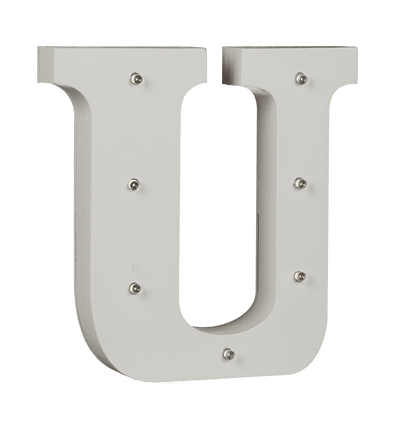 Illuminated wooden letter U, with 7 LED,