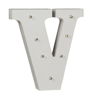 Illuminated wooden letter V, with 7 LED,