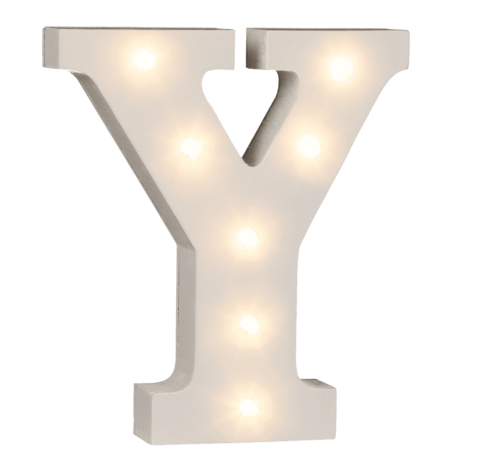 Illuminated wooden letter Y, with 7 LED,