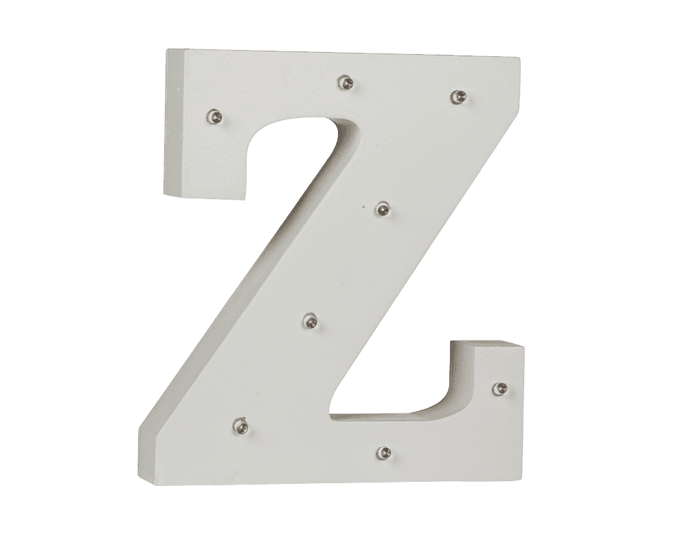 Illuminated wooden letter Z,