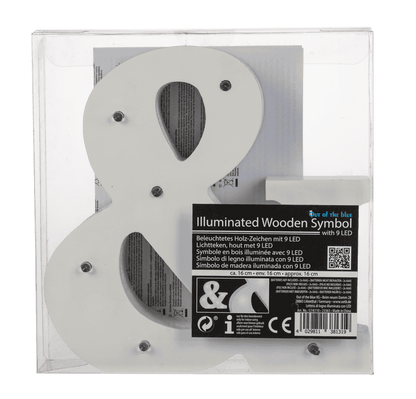 Illuminated wooden symbol &, with 9 LED,