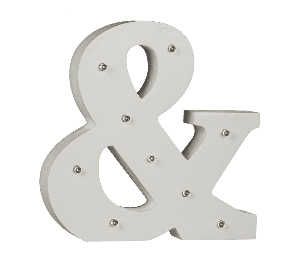 Illuminated wooden symbol &, with 9 LED,