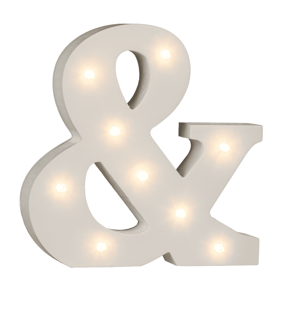 Illuminated wooden symbol &, with 9 LED,