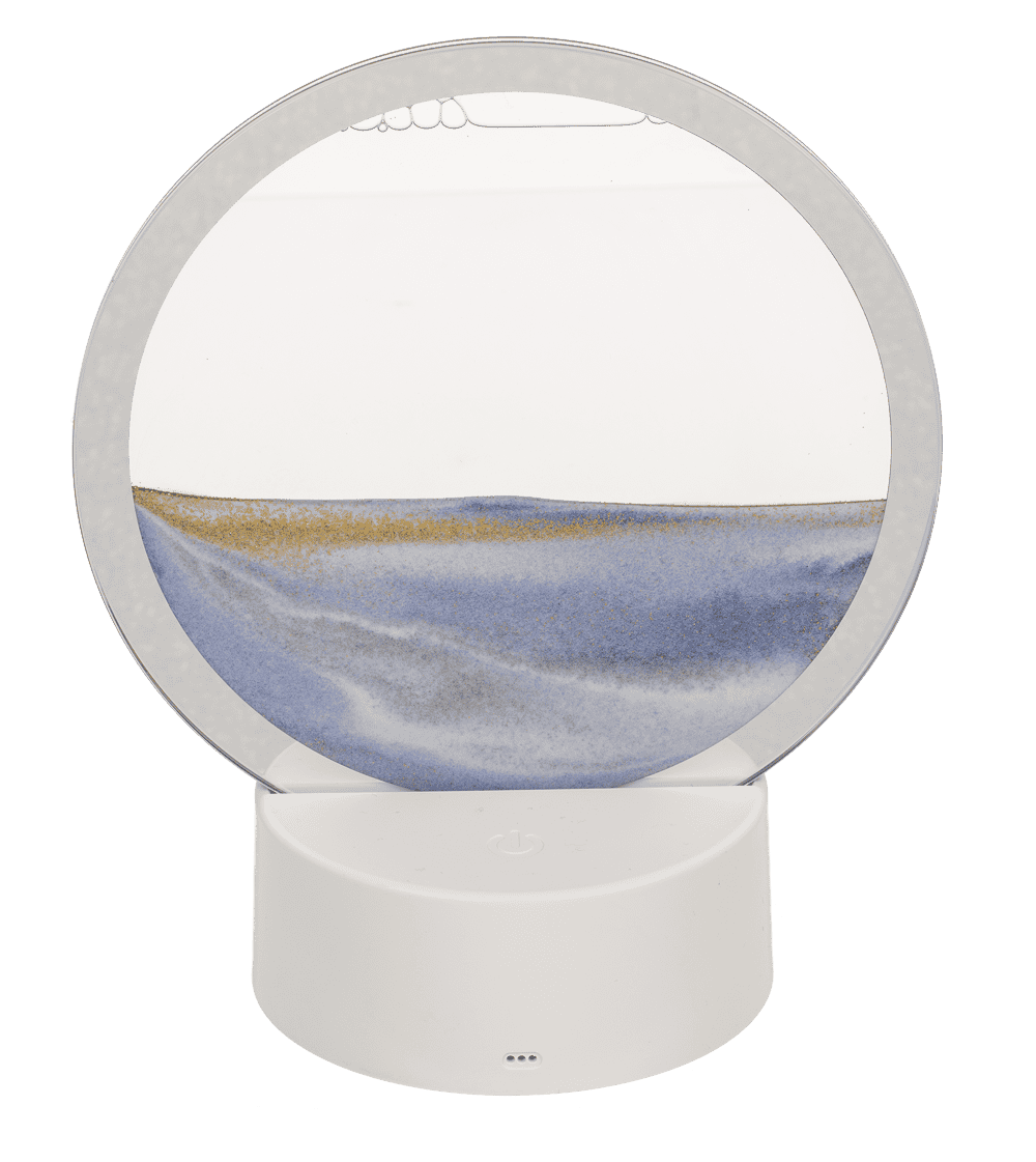 Rotating sand picture, with colour-changing LED