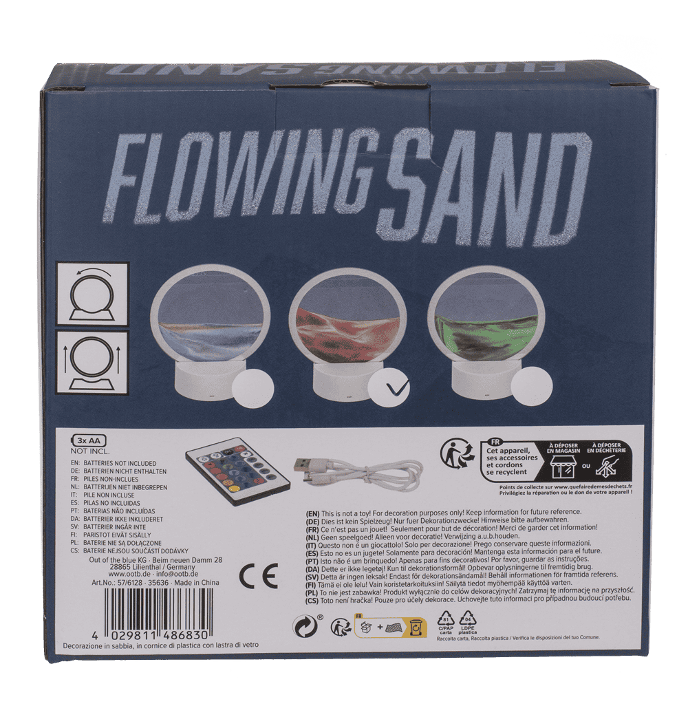 Rotating sand picture, with colour-changing LED