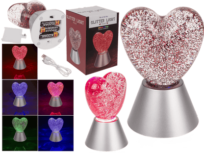 Glitter light "Heart", with red glitter,