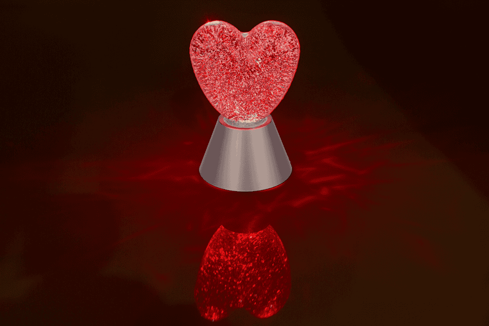 Glitter light "Heart", with red glitter,