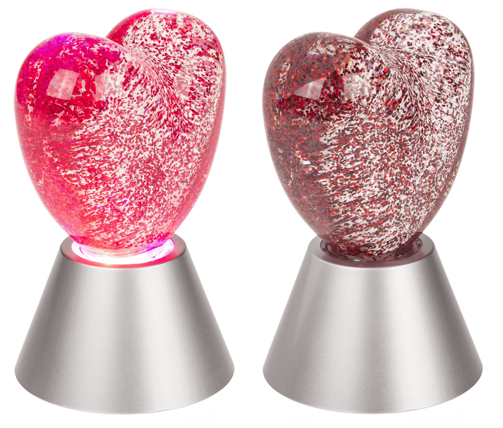 Glitter light "Heart", with red glitter,