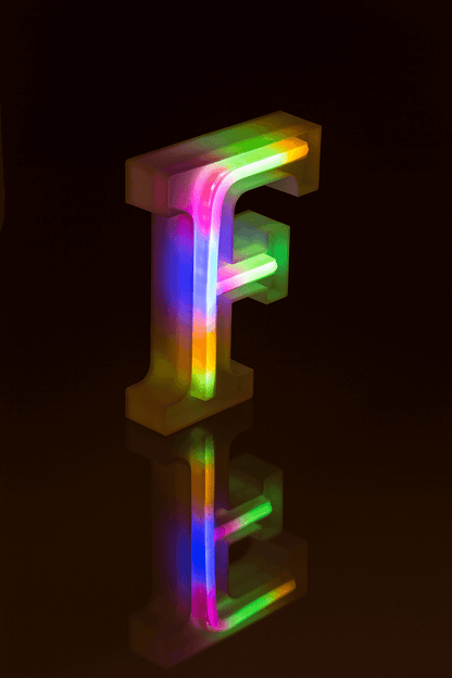 Neon Light Letter, F,  Height: 16 cm, for
