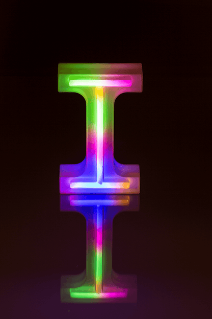 Neon Light Letter; I, Height: 16 cm, for