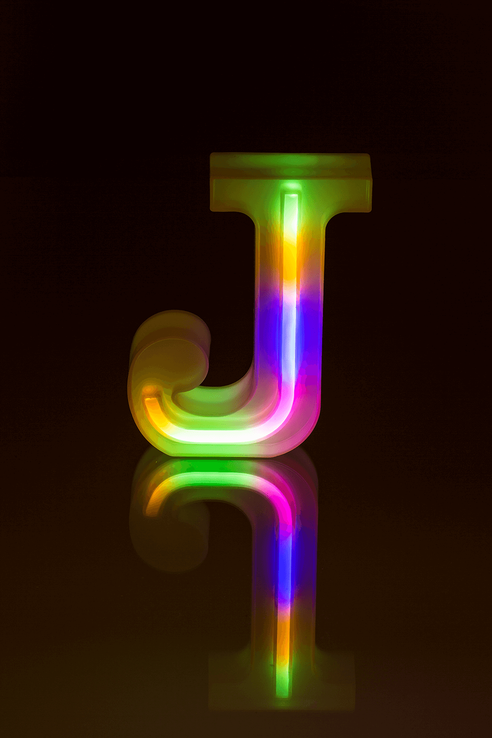 Neon Light Letter; J, Height: 16 cm, for