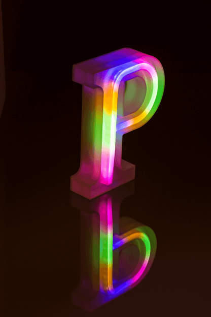 Neon Light Letter, P, Height: 16 cm, for