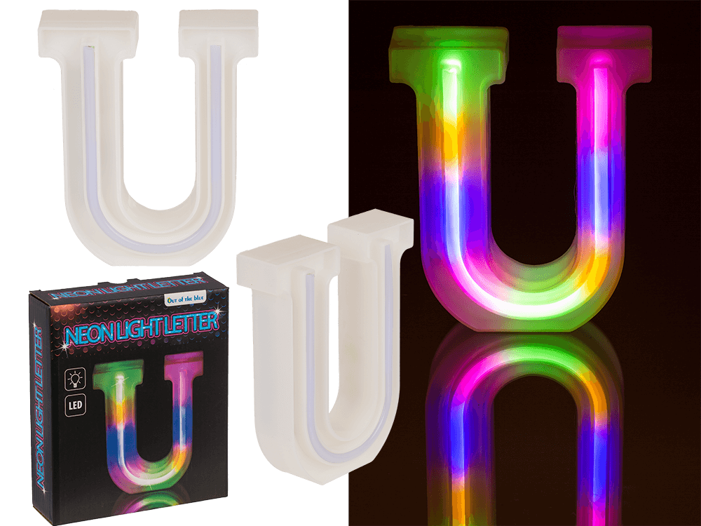 Neon Light Letter, U, Height: 16 cm, for