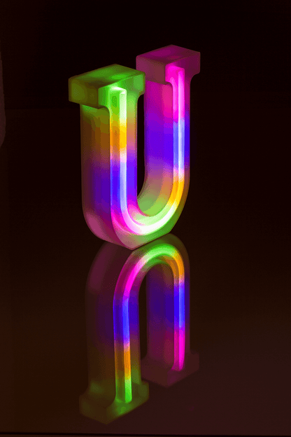Neon Light Letter, U, Height: 16 cm, for