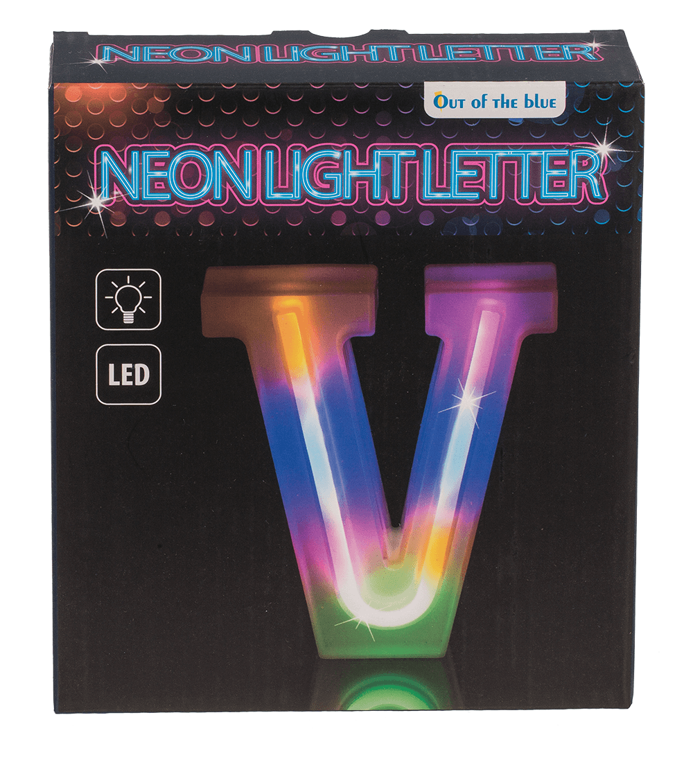Neon Light Letter; V, Height: 16 cm, for