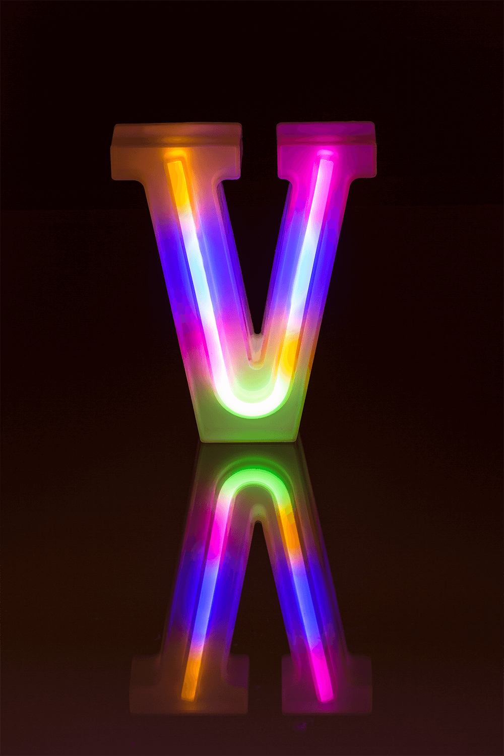 Neon Light Letter; V, Height: 16 cm, for