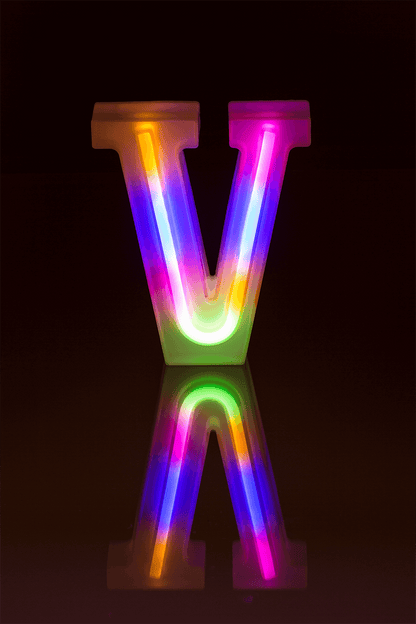 Neon Light Letter; V, Height: 16 cm, for