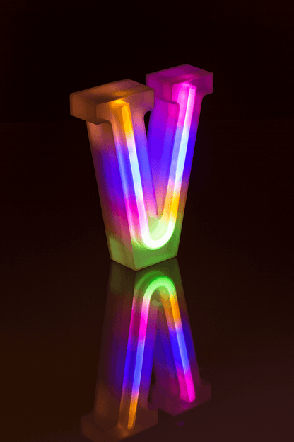 Neon Light Letter; V, Height: 16 cm, for