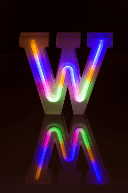 Neon Light Letter; W, Height: 16 cm, for