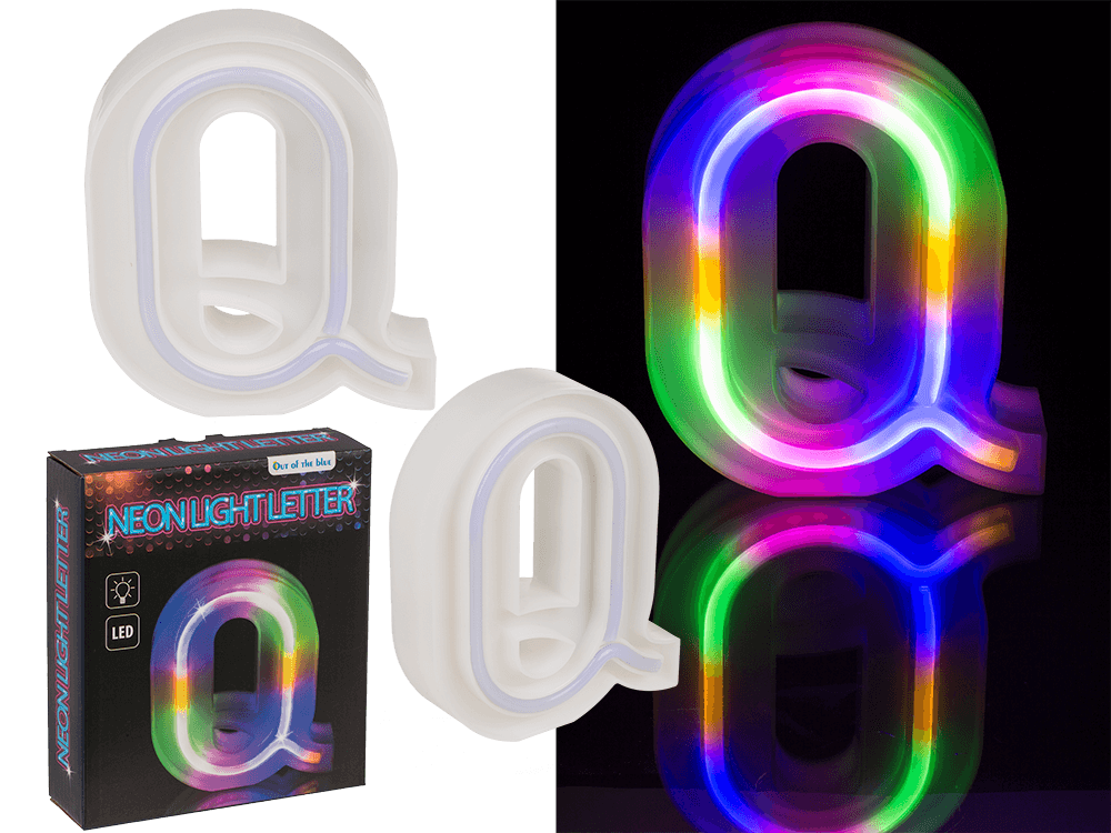 Neon Light Letter, Q, Height: 16 cm, for