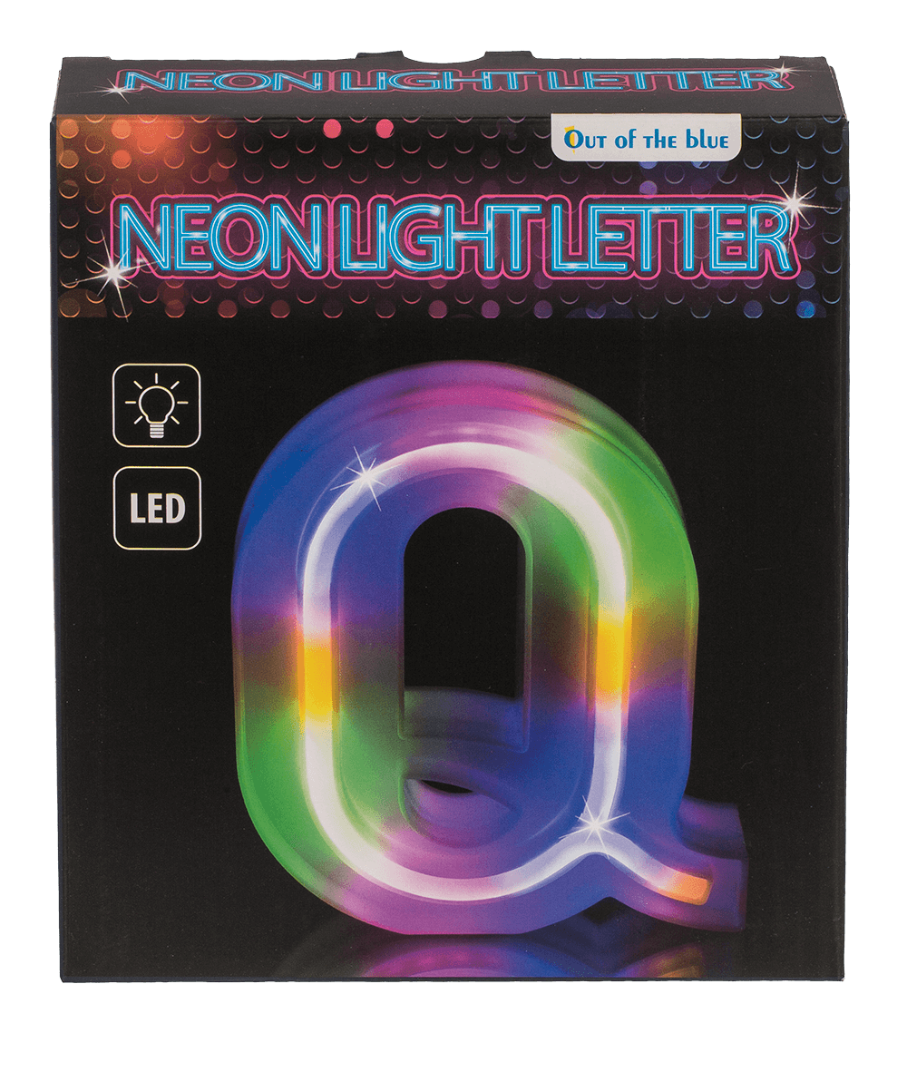 Neon Light Letter, Q, Height: 16 cm, for