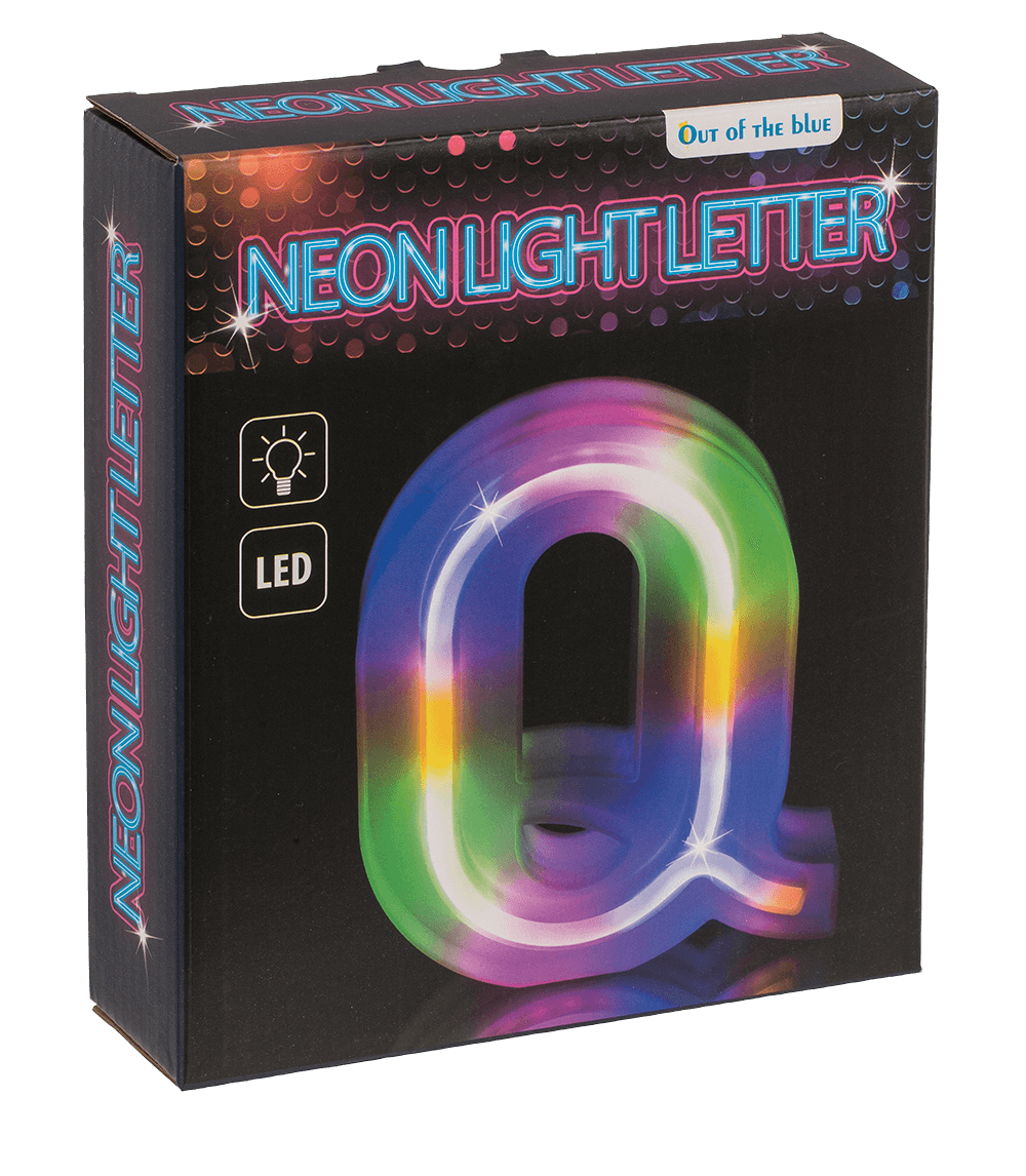 Neon Light Letter, Q, Height: 16 cm, for