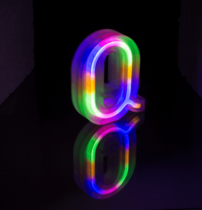 Neon Light Letter, Q, Height: 16 cm, for