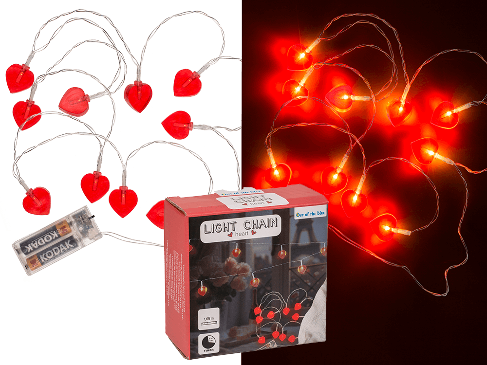 Light chain heart with 10-LED, 6/18 hour timer,