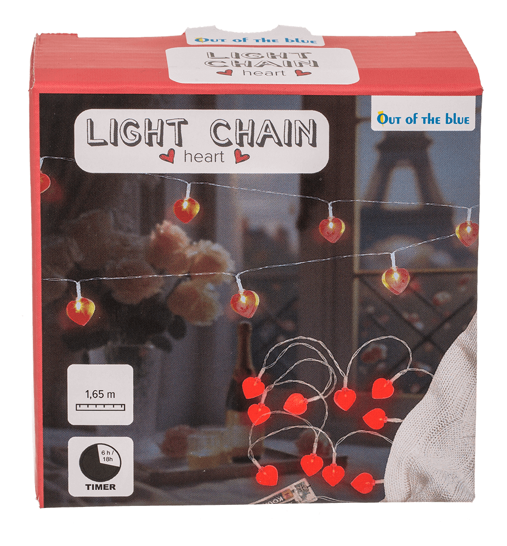 Light chain heart with 10-LED, 6/18 hour timer,