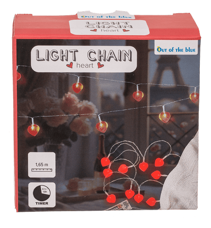 Light chain heart with 10-LED, 6/18 hour timer,