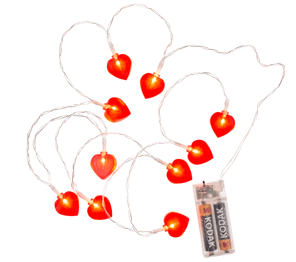 Light chain heart with 10-LED, 6/18 hour timer,