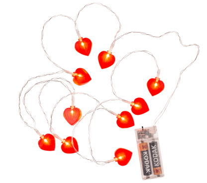 Light chain heart with 10-LED, 6/18 hour timer,