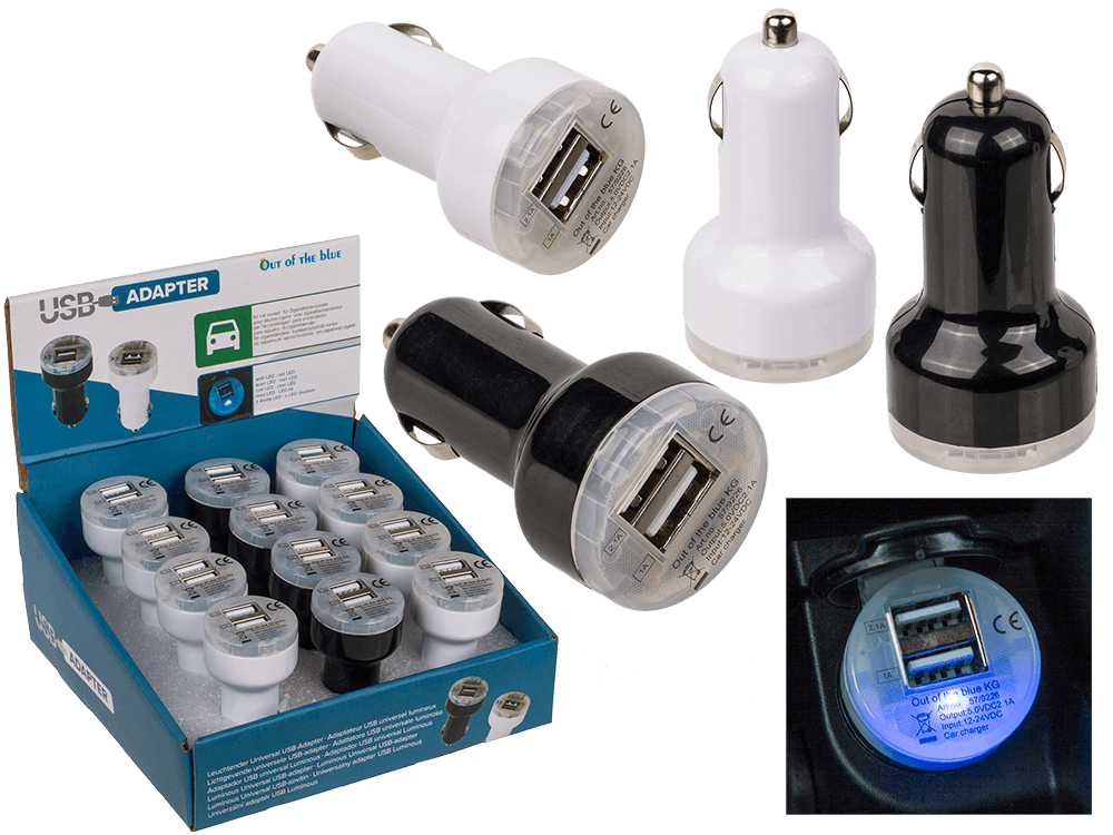 Light up universal USB adapter for car socket,