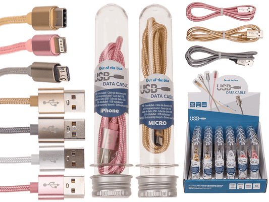 USB data cable, Type iPhone, C & Micro ass.,