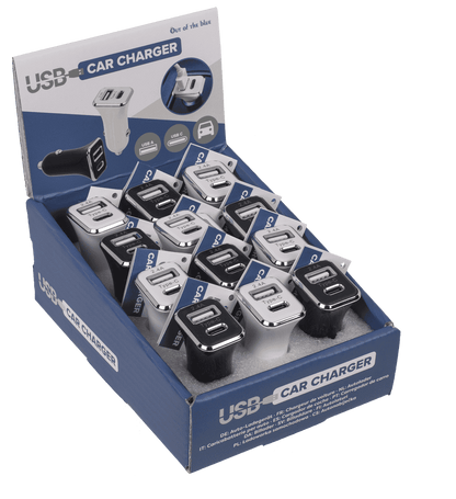 Car charger USB C + USB A, 2 colours ass.,