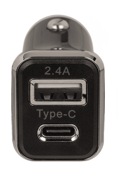 Car charger USB C + USB A, 2 colours ass.,