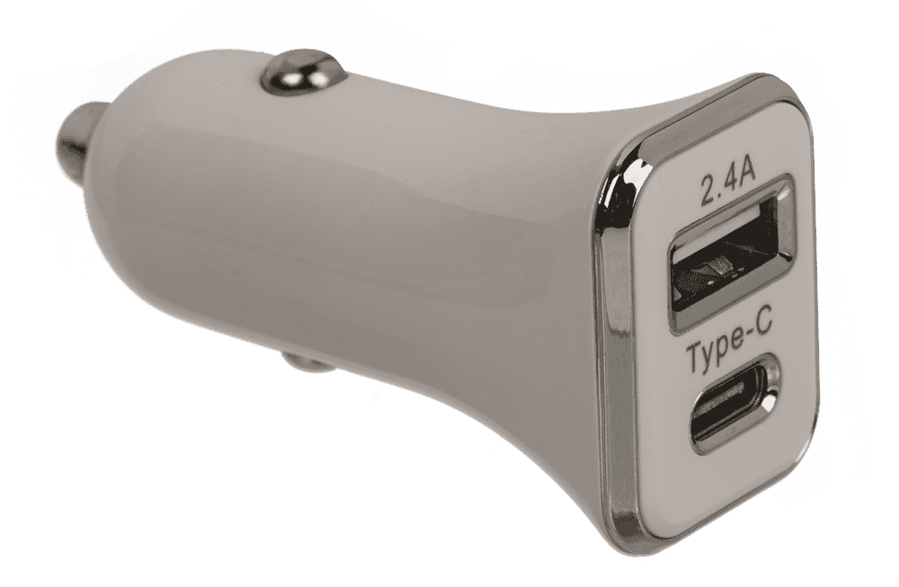 Car charger USB C + USB A, 2 colours ass.,