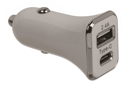 Car charger USB C + USB A, 2 colours ass.,
